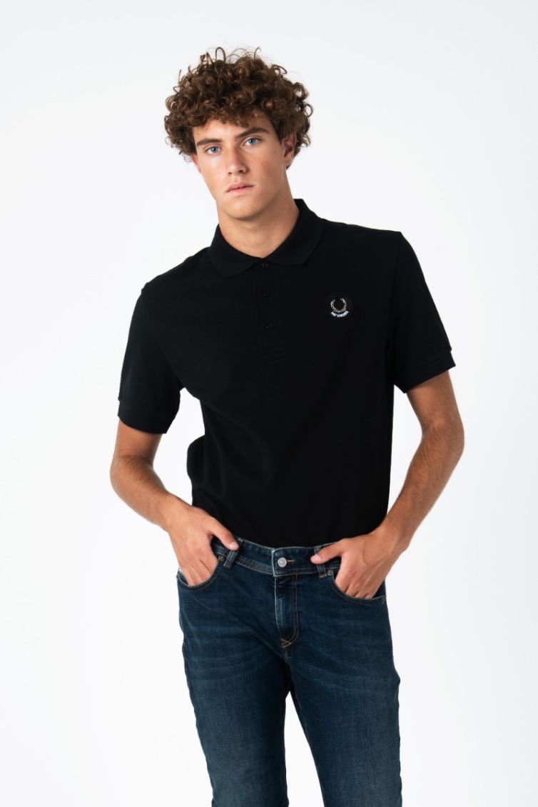 RAF SIMONS × Fred Perry ポロシャツ ネイビー 42 Raf Simons X Fred Perry ロゴ ポロシャツ | ブラック | FARFETCH JP