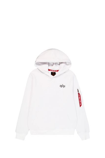 FELPA UOMO ALPHA INDUSTRIES SIGNATURE HOODY WHITE