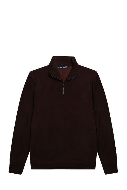 MAGLIA UOMO BLACK RAGS KIM HALF ZIP MARRONE