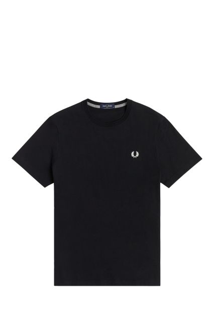 T-SHIRT UOMO FRED PERRY  NERA CON LOGO BIANCO 