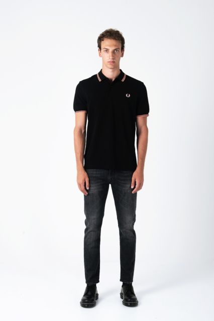 POLO UOMO FRED PERRY BLACK/PINK PEACH