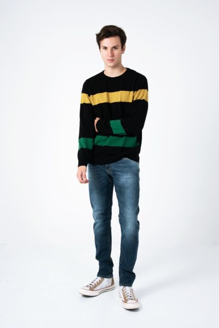 MAGLIONE UOMO NUVOLARI GOODALL NERO/OCRA/MILITARE