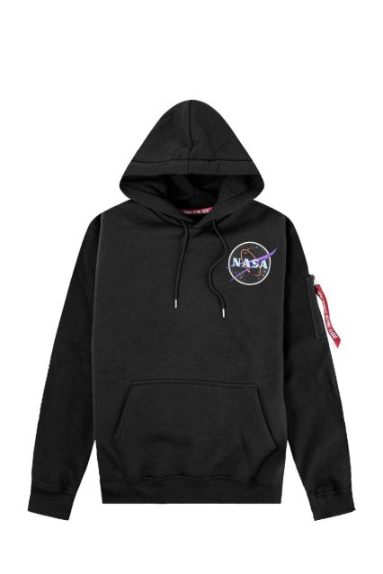 FELPA UOMO ALPHA INDUSTRIES BLACK NEON PURPLE