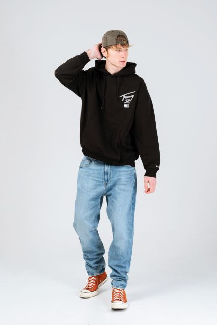 FELPA UOMO TOMMY JEANS CAPPUCCIO BLACK