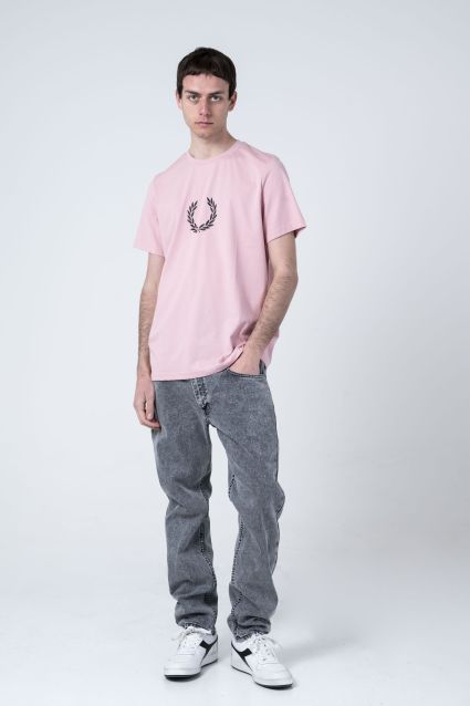 T-SHIRT UOMO FRED PERRY LOGO GRANDE CHALKY PINK