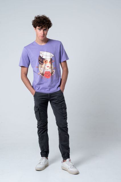 T-SHIRT UOMO NUVOLARI MARINE LILLA