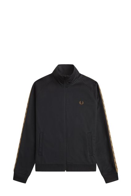 TRACKTOP DA UOMO FRED PERRY NERO FETTUCCIA PIETRA SFUMATA