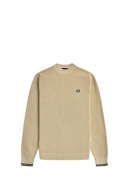 MAGLIONE GIROCOLLO UOMO FRED PERRY OATMEAL