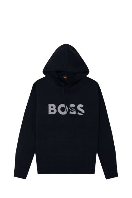 MAGLIA UOMO BOSS DARK BLUE CON CAPPUCCIO