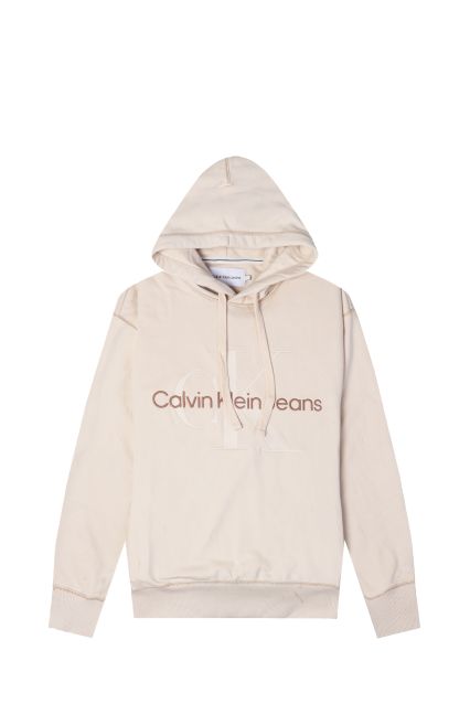 FELPA UOMO CALVIN KLEIN JEANS CON CAPPUCCIO IVORY