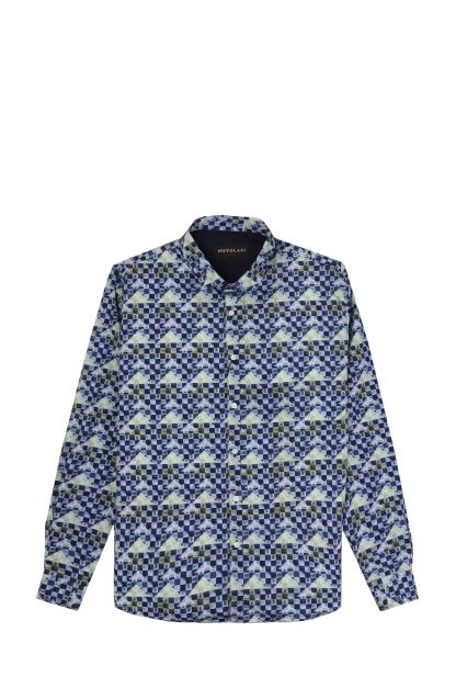 CAMICIA UOMO NUVOLARI GEM BLU/VRD