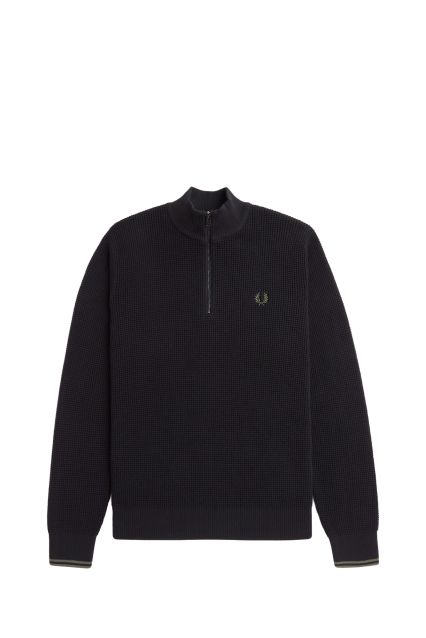 MAGLIA UOMO FRED PERRY HALF ZIP BLACK