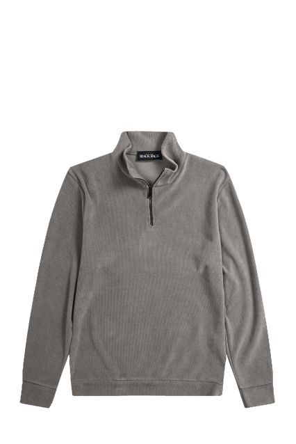 POLO UOMO BLACK RAGS PG DENIS HALF ZIP GRIGIO
