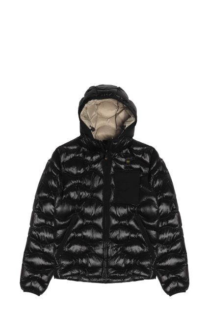PIUMINO UOMO BLAUER BRYANT NERO/BEIGE CON CAPPUCCIO