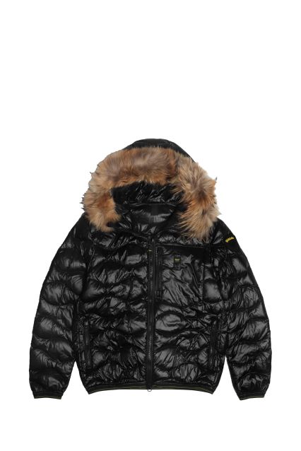 PIUMINO UOMO BLAUER WAVEFUR NERO CON CAPPUCCIO