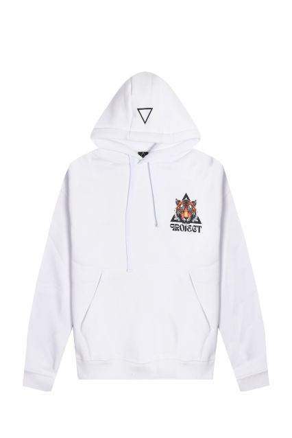 FELPA UOMO PROJ3CT FE TIGER 9 CON CAPPUCCIO WHITE 