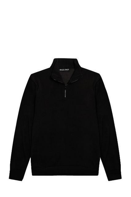 MAGLIA UOMO BLACK RAGS KIM HALF ZIP NERO