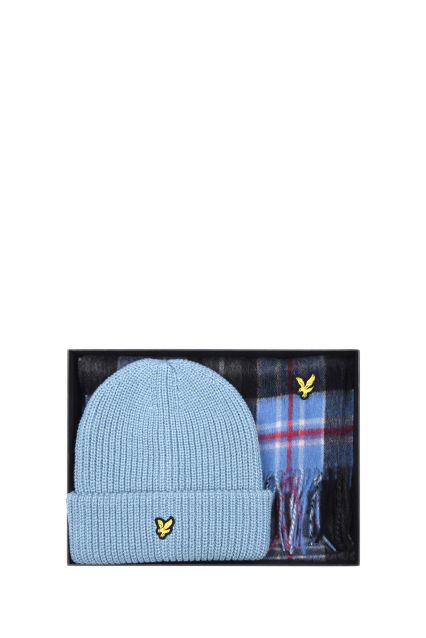 SET SCIARPA E BEANIE UOMO LYLE & SCOTT BEANIE GIFT BLUE SMOKE-X304