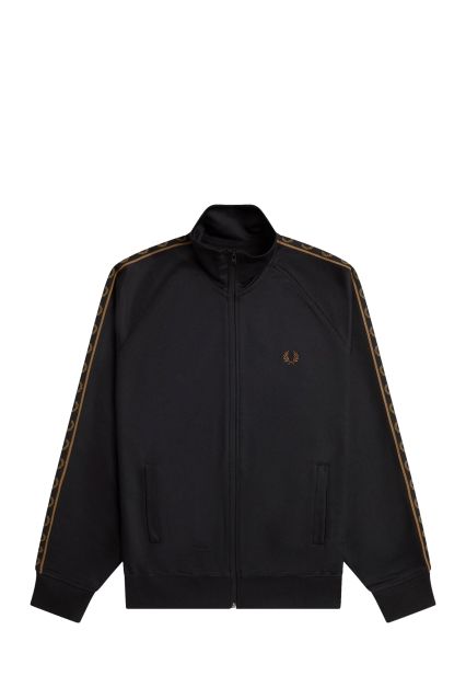 TRACKTOP DA UOMO FRED PERRY NERO FETTUCCIA PIETRA SFUMATA