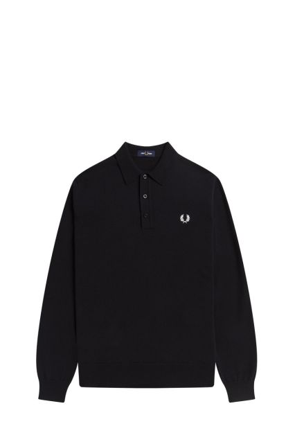 POLO UOMO FRED PERRY BLACK K4535 MANICA LUNGA