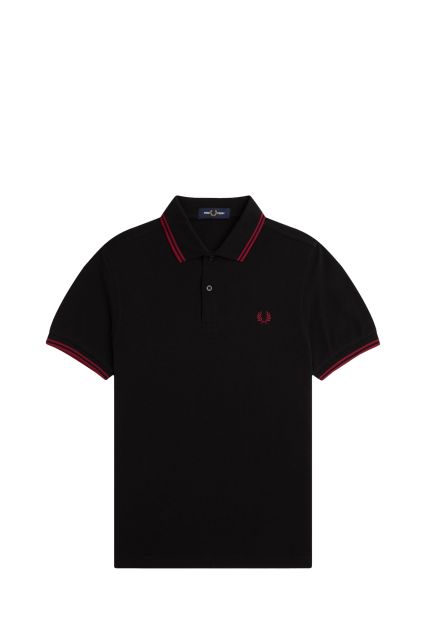 POLO UOMO FRED PERRY BLACK/BURNT RED