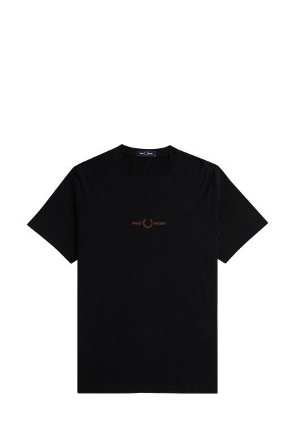 T-SHIRT UOMO FRED PERRY M4580 BLACK/WHISKYBRWN
