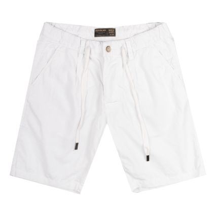 BERMUDA MISTO LINO CON ELASTICO IN VITA WHITE