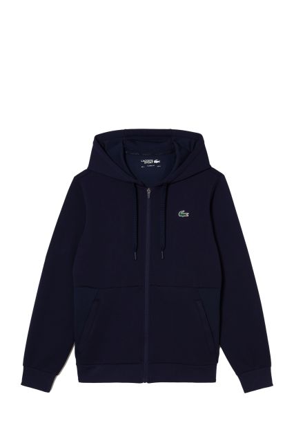 FELPA UOMO LACOSTE NAVY BLUE/BLUE  CON CAPPUCCIO E ZIP