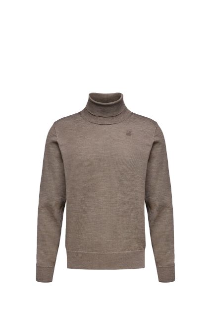 MAGLIA UOMO K-WAY K2113CW BEIGE TAUPE A COLLO ALTO