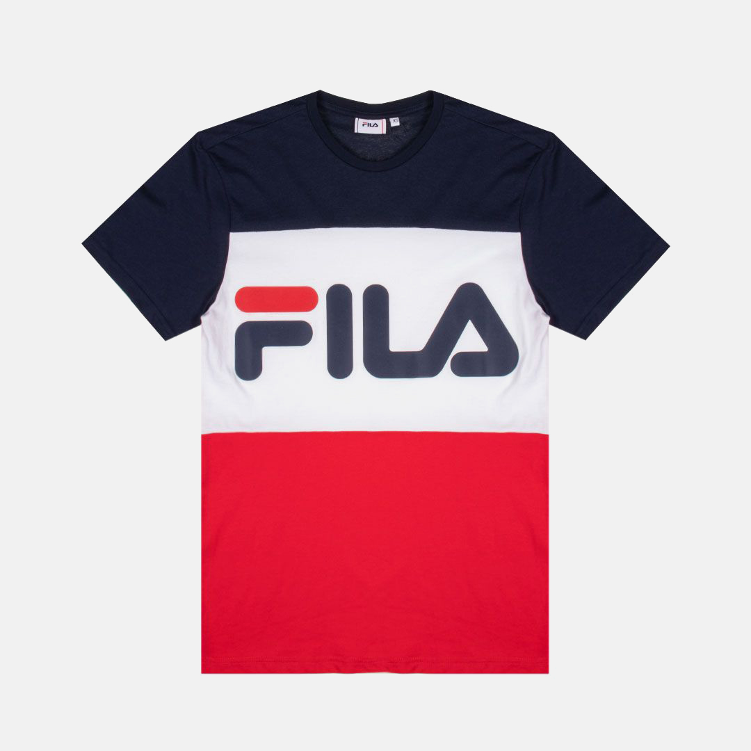 fila t-shirt color block 681244 red/iris/white-s uomo